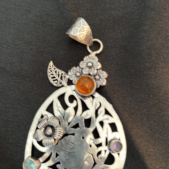 Amber Quartz 925 Silver Antique Pendant 4โ, Gemstones Jewelry, silver necklace. - Picture 6 of 11